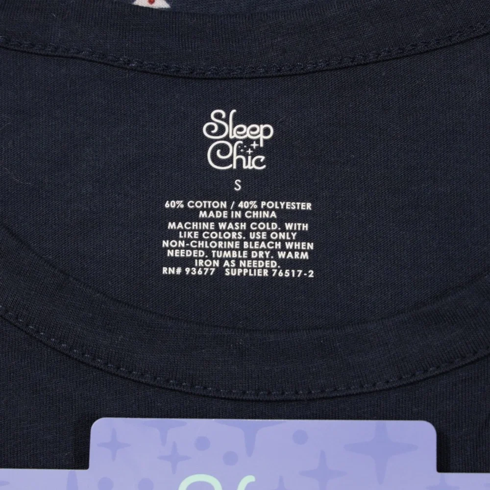 Sleep Chic Women's Christmas Pajama Set 2-Piece Graphic Tee & Pants Navy Size S - Picture 7 of 8